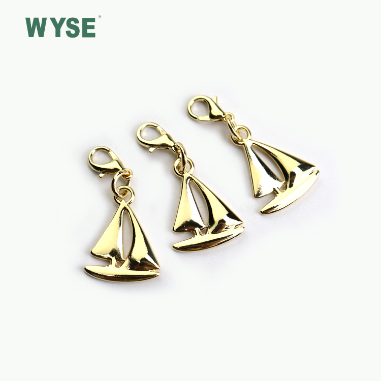 Alloy personalized zipper puller custom sailboat shape gold zipper pulls with lobster clasp