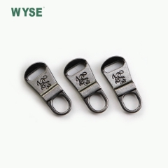 High quality alloy dark anti nickel custom concave logo zipper pulls