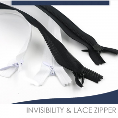 Invisible zipper lace mesh edge black and white practical invisible zipper