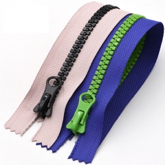 Resin zippers in solid color splicing color sport casual coat zippers wholesale resin zippers