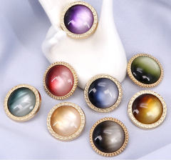 New style fashionable metal custom round shape resin gradient pearl high-grade shank button for woman coat