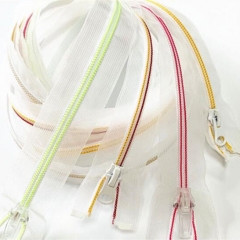 factory wholesale new fancy #5 Cheaper Open/close End Nylon colorful luggage transparent zipper for dress clothes bags