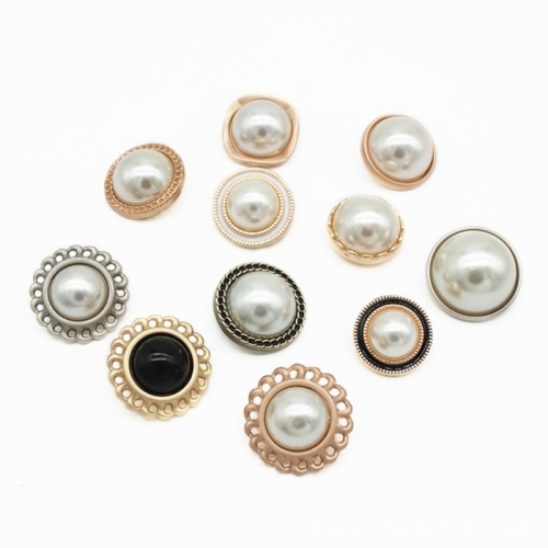 Factory direct supply fashionable plastic ABS with pearl sewing shank button for shir