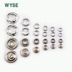 wholesale shiny nickle custom made garment 4 parts 9.5/10mm+#222 brass spring prong snap button for garment accessories