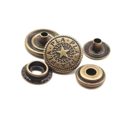 Wholesale Anti brass round shape invisible button 18mm metal snap button metal spring snaps button for leather