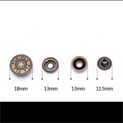 Wholesale Anti brass round shape invisible button 18mm metal snap button metal spring snaps button for leather
