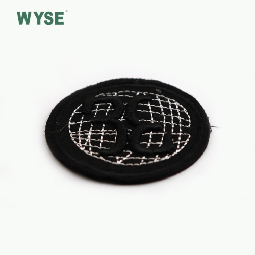 High quality black round letter woven label