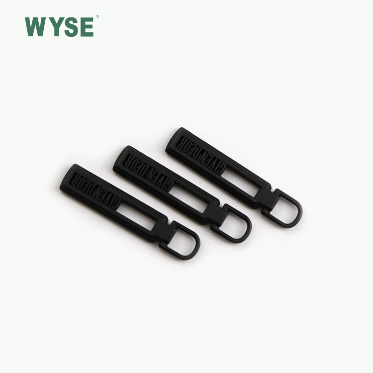 Decorative metal fancy custom concave logo double matt black zipper pulls
