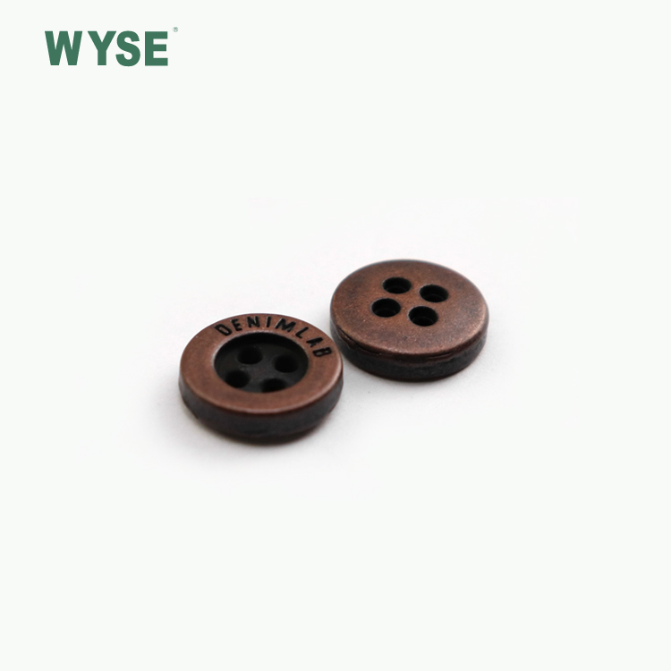 metal cheap anti copper design concave logo alloy sewing four holes button