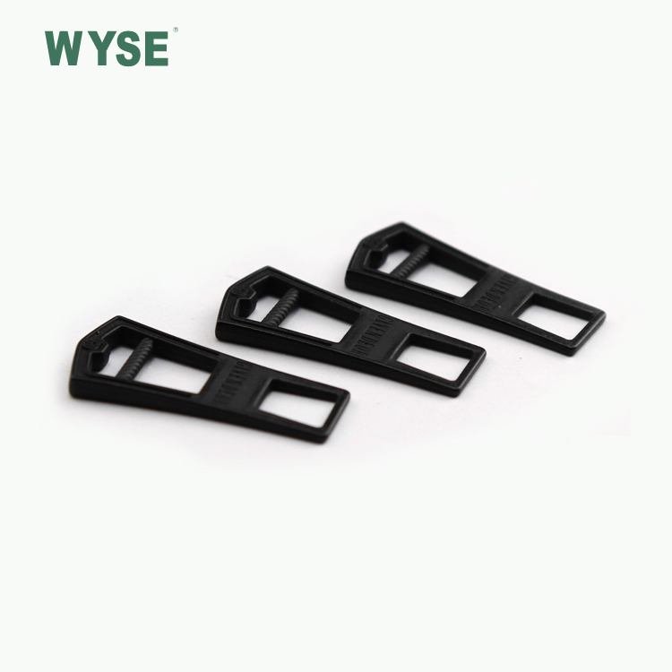 Fancy metal zipper puller custom concave double side logo matt black zipper pulls