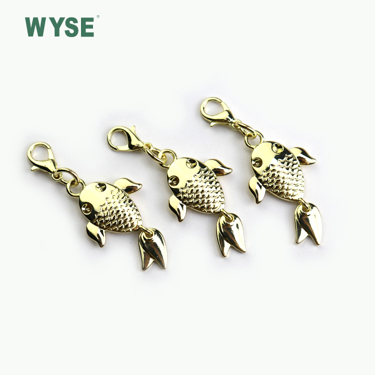 Decorative metal personalized zipper puller custom shape logo shiny silver zipper pulls