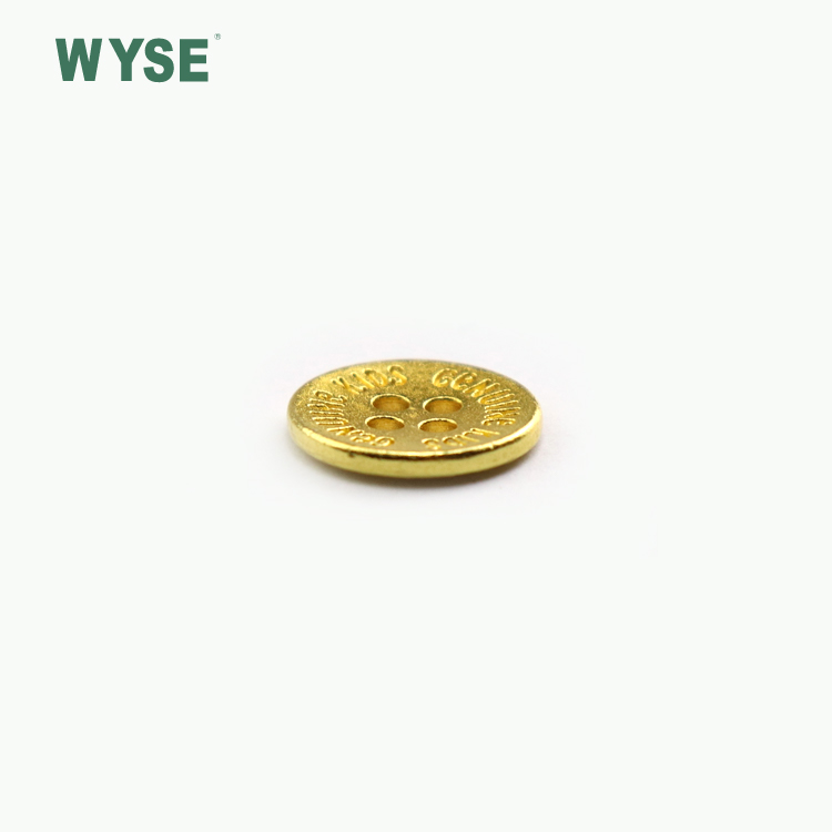 Cheap concave logo dull gold color alloy sewing four holes button
