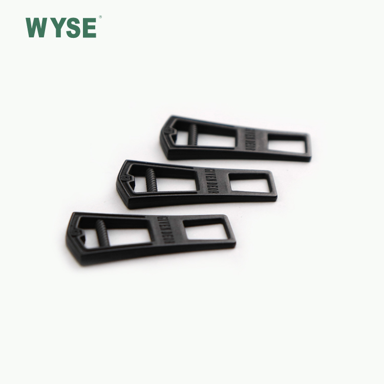 Fancy metal zipper puller custom concave double side logo matt black zipper pulls
