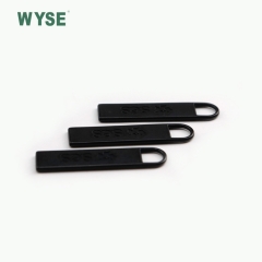 Decorative fancy metal zipper puller custom concave logo double matt black zipper pulls