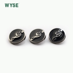 Custom logo black epoxy coat embossed Zinc Alloy metal sewing garment shank buttons