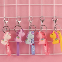 Unicorn pattern keychain Backpack zipper pendant Pink unicorn key chain