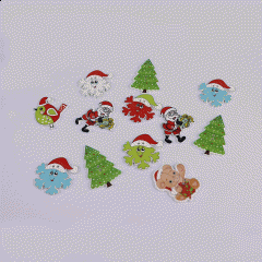 Wooden buttons Christmas Santa Claus bear decorative hair ornaments T-shirt shirt two holes wooden buttons