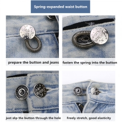 Amazon Hot Selling High Quality Universal Button with Spring Easy Fix Detachable Adjustable Nail Free Jeans Button For Clothes