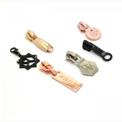 Wholesale High Quality Custom logo Fancy auto Metal Zipper Pulls zipper pullers sliders for skirt clothing accessories bag shoes