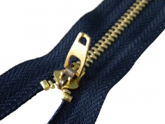 WYSE #3/#4 YG Puller Metal BRASS ZIPPERS Semi-Lock Slider Black/Navy Color Tape Jeans Zipper for Clothes garment accessories