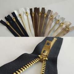 WYSE #3/#4 YG Puller Metal BRASS ZIPPERS Semi-Lock Slider Black/Navy Color Tape Jeans Zipper for Clothes garment accessories