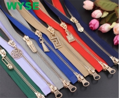 #5 Factory wholesale customized auto lock slider two way open coverall universal metal zipper for clothing