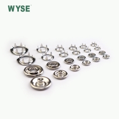 wholesale shiny nickle custom made garment 4 parts 9.5/10mm+#222 brass spring prong snap button for garment accessories
