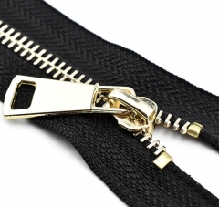 Customized #5#8 Normal metal zipper square copper gold teeth zipper two way open-end zipper for clothing manufacturing