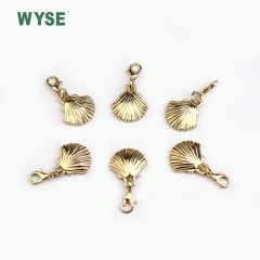 Decorative novelty metal zipper pulls custom design gold color fan shape zipper puller with lobster Clasp