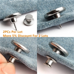 17mm Metal Custom Logo Denim No Sew Instant Button Jeans Set Replacement Adjustable Pin Perfect Fit Instant Buttons For Jeans