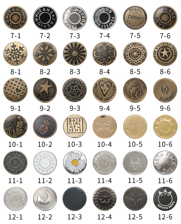WYSE Customized Brass Metal Replacement Jean Button No Sew Instant Button Detachable Jean Button Pins For Jeans Clothing Garment
