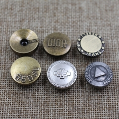 2021 Custom Made Engraving 17mm 18mm Garment Metal Alloy Jeans Button