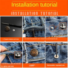 Jeans Button Waist button no nail no seam metal denim Coat Button detachable waist button sewing accessories wholesale