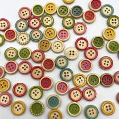 15mm A Variety of Styles Wood Buttons Round Button Monogrammed Love Scrapbooking for Wedding Decor Sewing