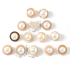 Fashion Pearl Shank Buttons Metal Garment Clothing Button Accessories Fit Sewing Scrapbooking Garment DIY Decoration