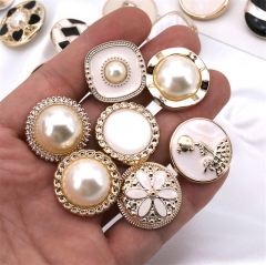 18/21/25mm Gold Pearl Buttons Plastic Shank for Garment Clothing Accessories Fit Sewing Scrapbooking Garment DIY Decoration