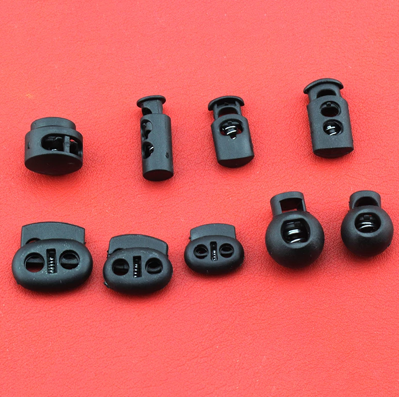 black cord lock spring clasp plastic