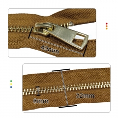 30/40/50/60/70/80cm 5# Colorful High Quality Open-end Auto Lock Gold Metal Zipper DIY Handcraft For Clothing Pocket Garment Shoe