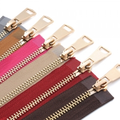 30/40/50/60/70/80cm 5# Colorful High Quality Open-end Auto Lock Gold Metal Zipper DIY Handcraft For Clothing Pocket Garment Shoe