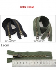8# 12/15/18/20/25/70/80/90/100/120 cm Metal Bronze zipper open-end/close-end auto lock tent for sewing zippers Double slider Zip