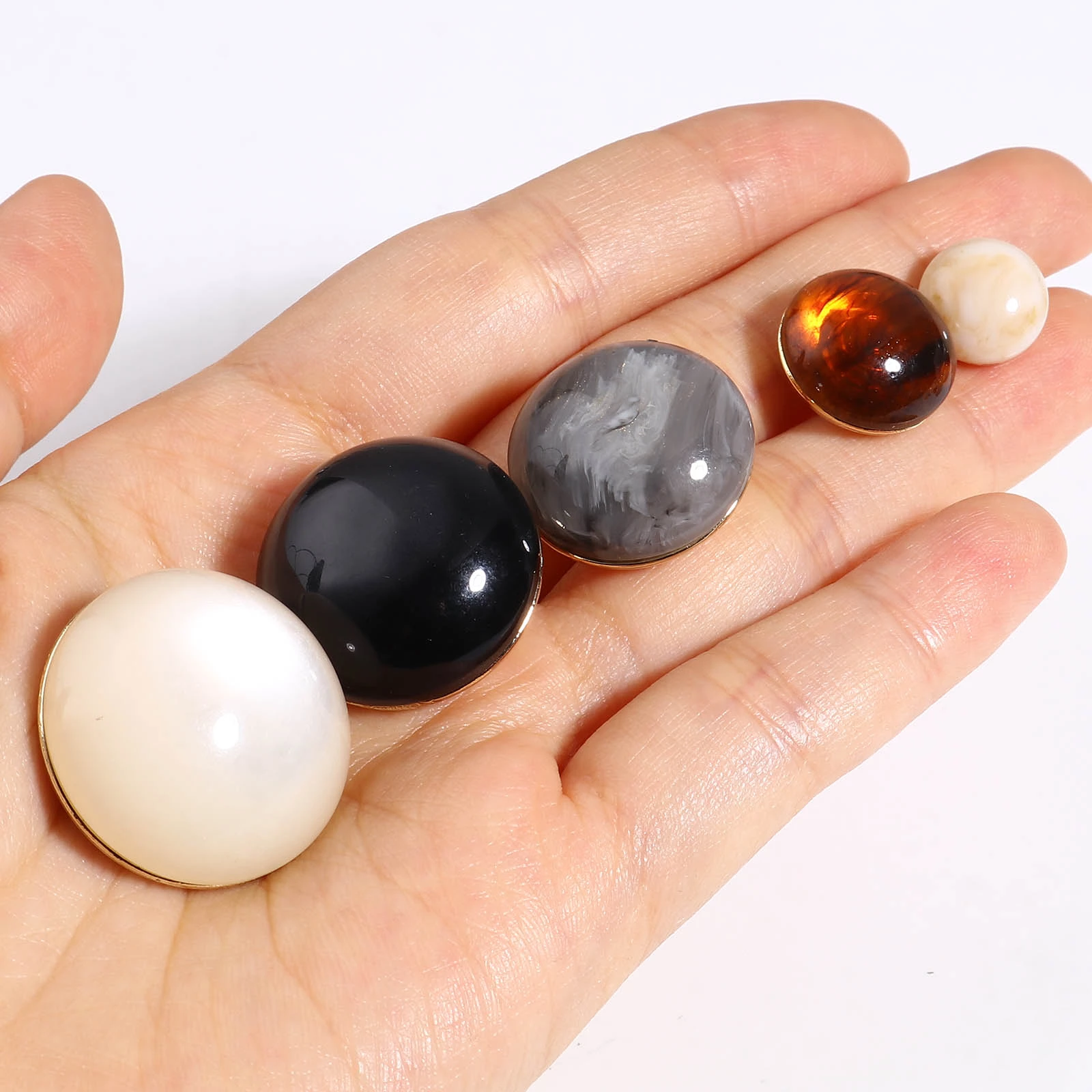 Resin Imitation Natural Stone Ball Shank Buttons Metal Round Clothes Decoration Sewing Button Handmade Garment Accessories