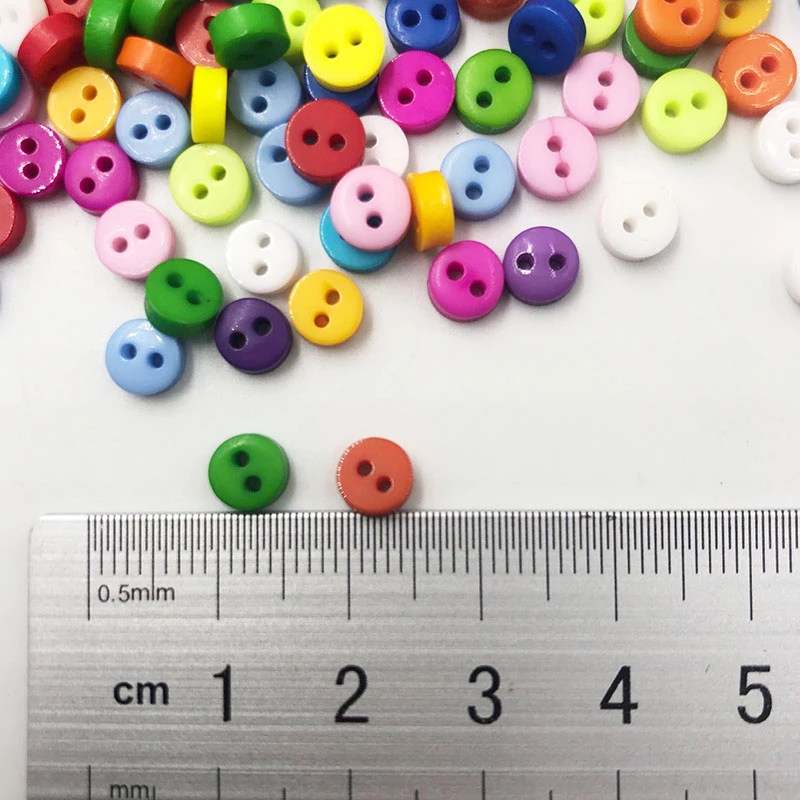 6mm mini resin buttons kid's apparel sewing accessories mix colors two holes DIY scrapbooking