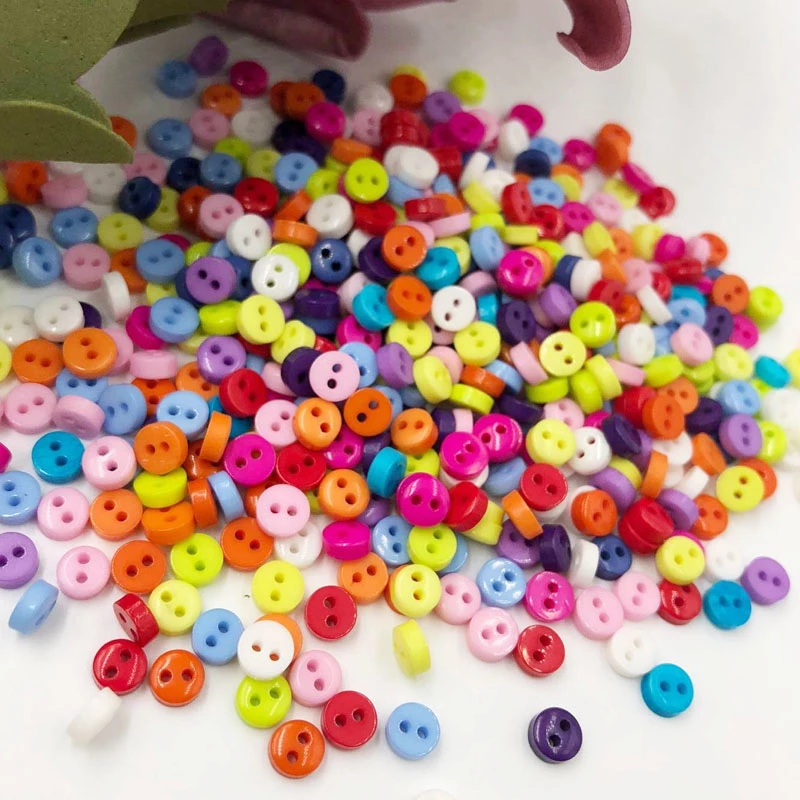 6mm mini resin buttons kid's apparel sewing accessories mix colors two holes DIY scrapbooking