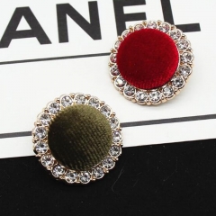 NEW Velvet Fabric Covered Round diamond Buttons Flatback Cabochon Decoration Buttons Handmade for coat