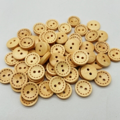 Wholesale Wooden Two Eyes Round Dotted Line Laser Marking Bowl Buckle Wooden Button DIY Clothing Accessories