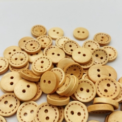Wholesale Wooden Two Eyes Round Dotted Line Laser Marking Bowl Buckle Wooden Button DIY Clothing Accessories