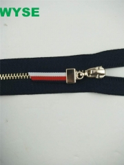 WYSE Custom Wholesale 3# 5# Close End Gold Teeth Colorful Braid Metal Metallic Zippers for jeans Jacket handbags clothing