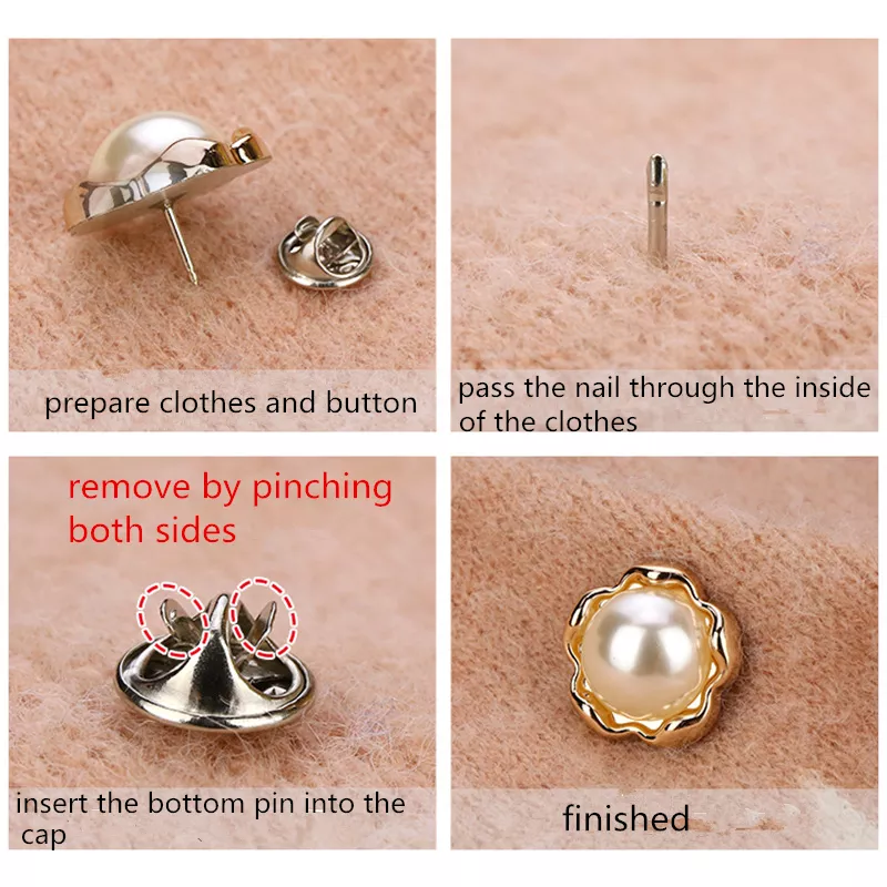 Fashion Hot Sale Diamond Metal Shank Crystal Apply to Sewing Clothing Decoration Pearl Rhinestone Shank Button