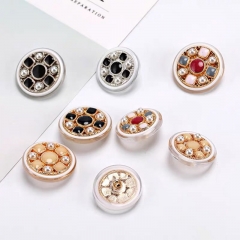 Factory Metal Shank Button Flower Colorful Pearl Buttons Decorative Beads Inlay Button for Clothing Coat