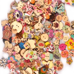 Vintage Mixed Painting Wooden Buttons For Crafts Scrapbooking Sewing Clothes Button DIY Kid Apparel Supplies 15-35mm